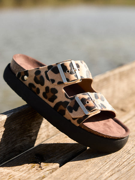 Honolulu vegan leopard plat – Sandalias planas – Genuins