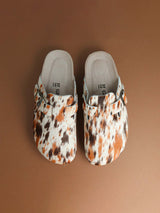 Zueco Genuins Riva leather cow piel con estampado animal y hebilla ajustable